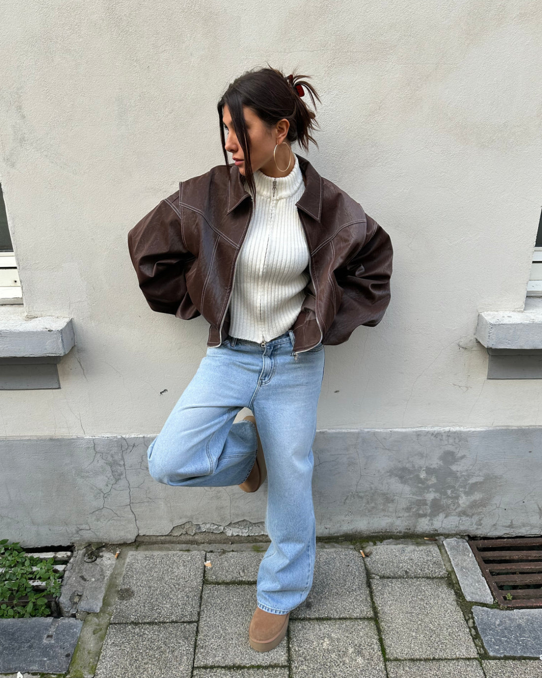 Dames Oversized Contrast Bomberjack