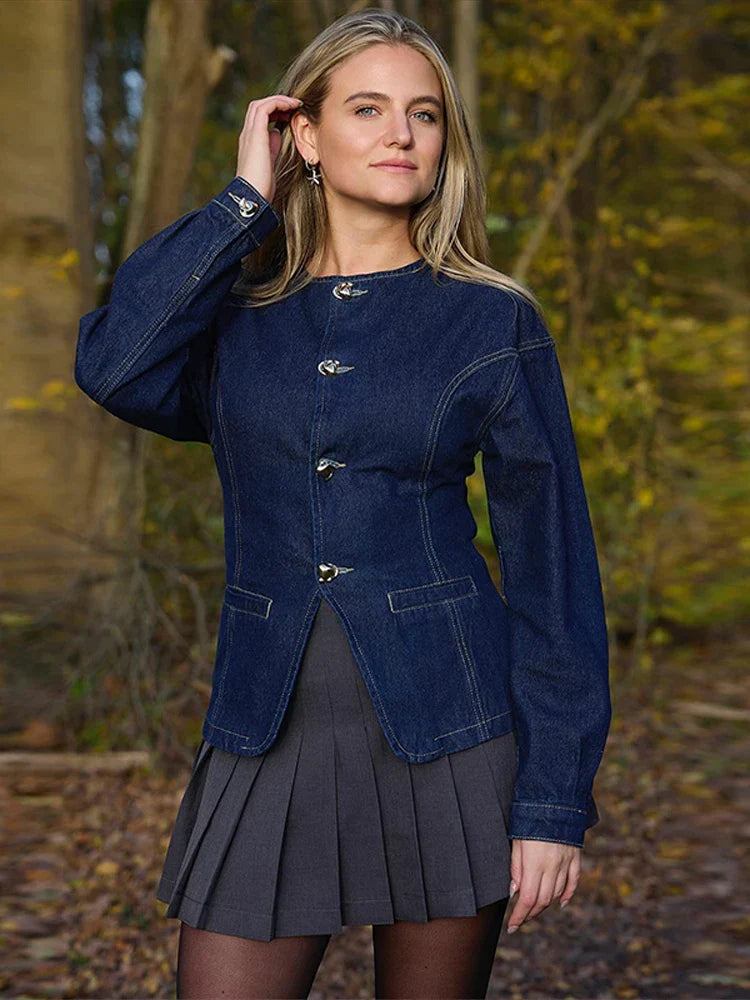 Dames Denim Set met Rechte Pijpen