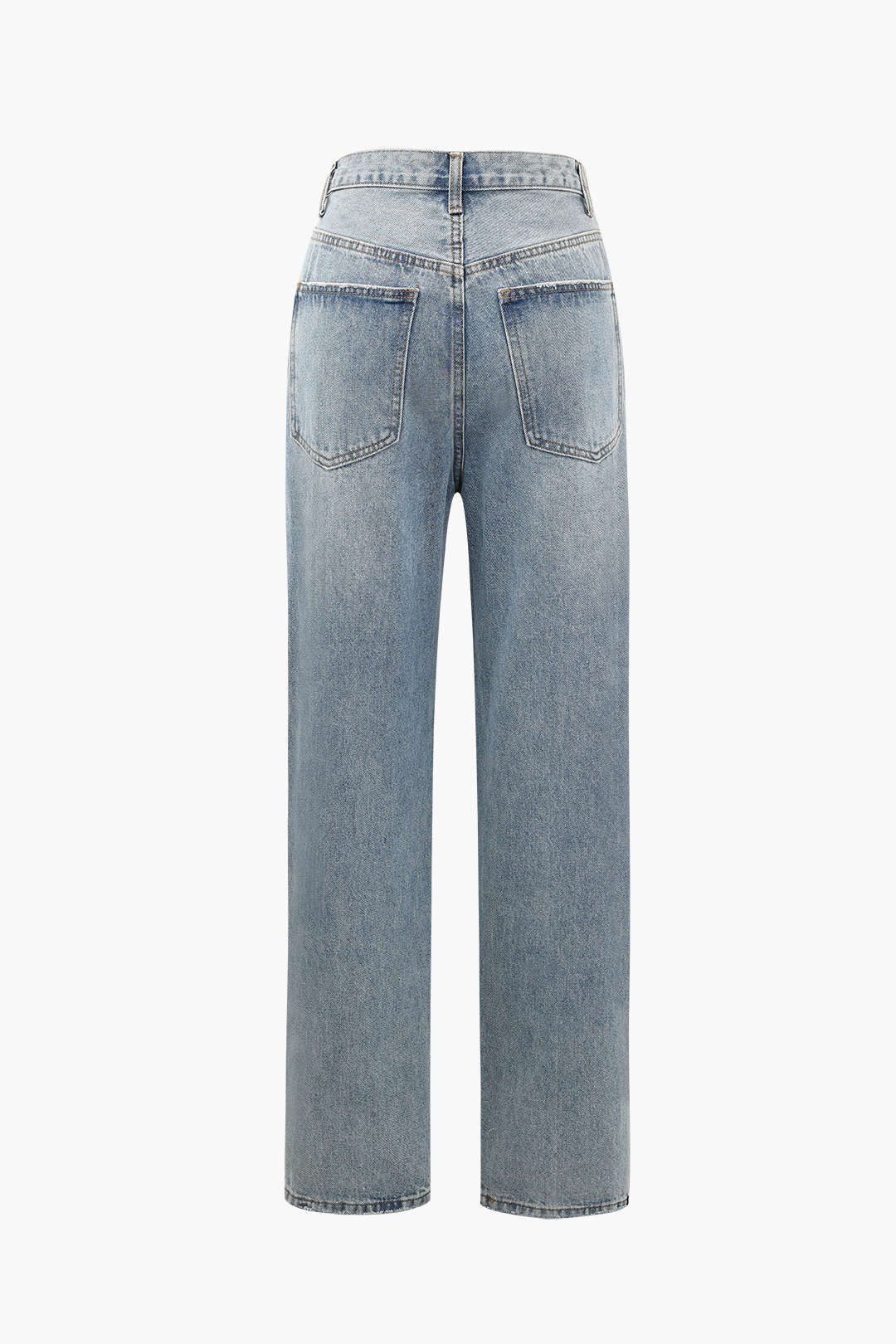 Dames Hoge Taille Jeans met Schuin Tailleband