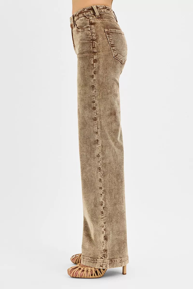 Dames Hoge Taille Jeans met Wijde Pijpen en Retro Look