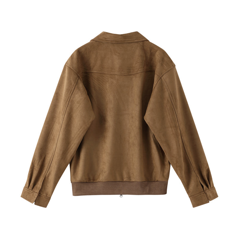 Heren Suède Jas met Kraag – Korte Regular Fit Jas in Bruin voor Smart Casual Stijl