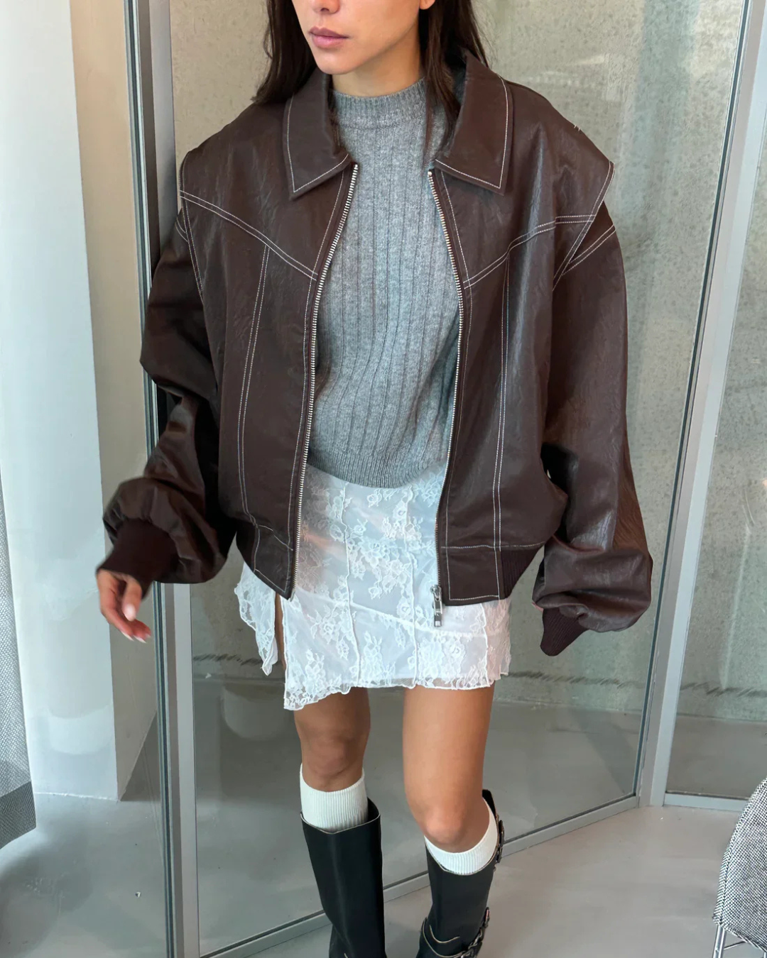 Dames Oversized Contrast Bomberjack