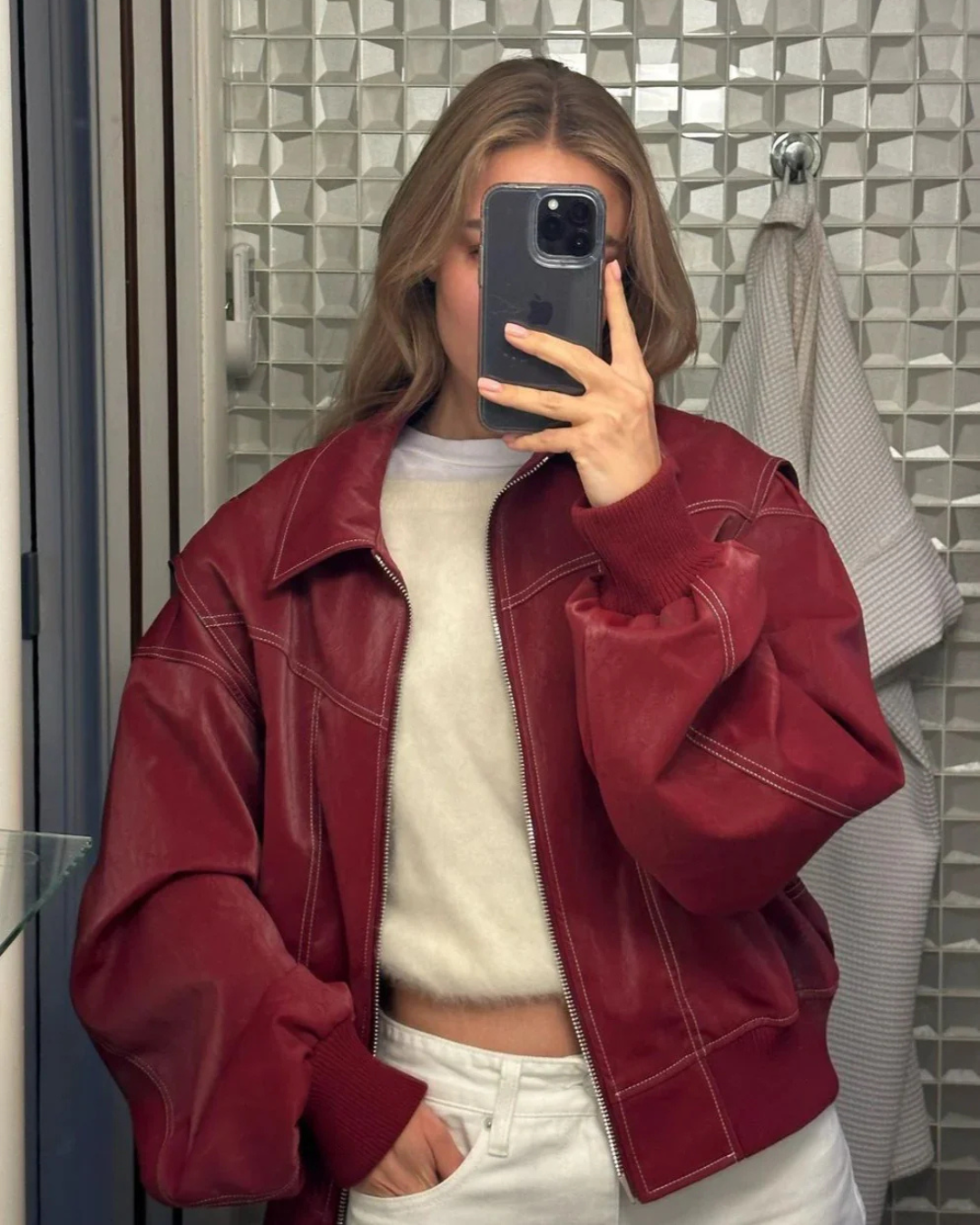 Dames Oversized Contrast Bomberjack