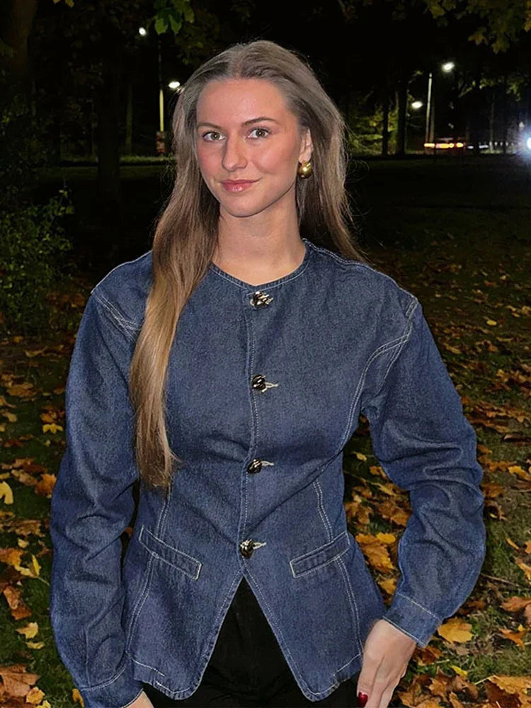 Dames Denim Set met Rechte Pijpen