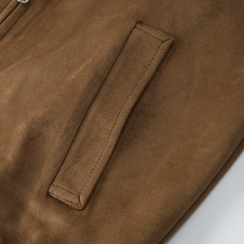 Heren Suède Jas met Kraag – Korte Regular Fit Jas in Bruin voor Smart Casual Stijl